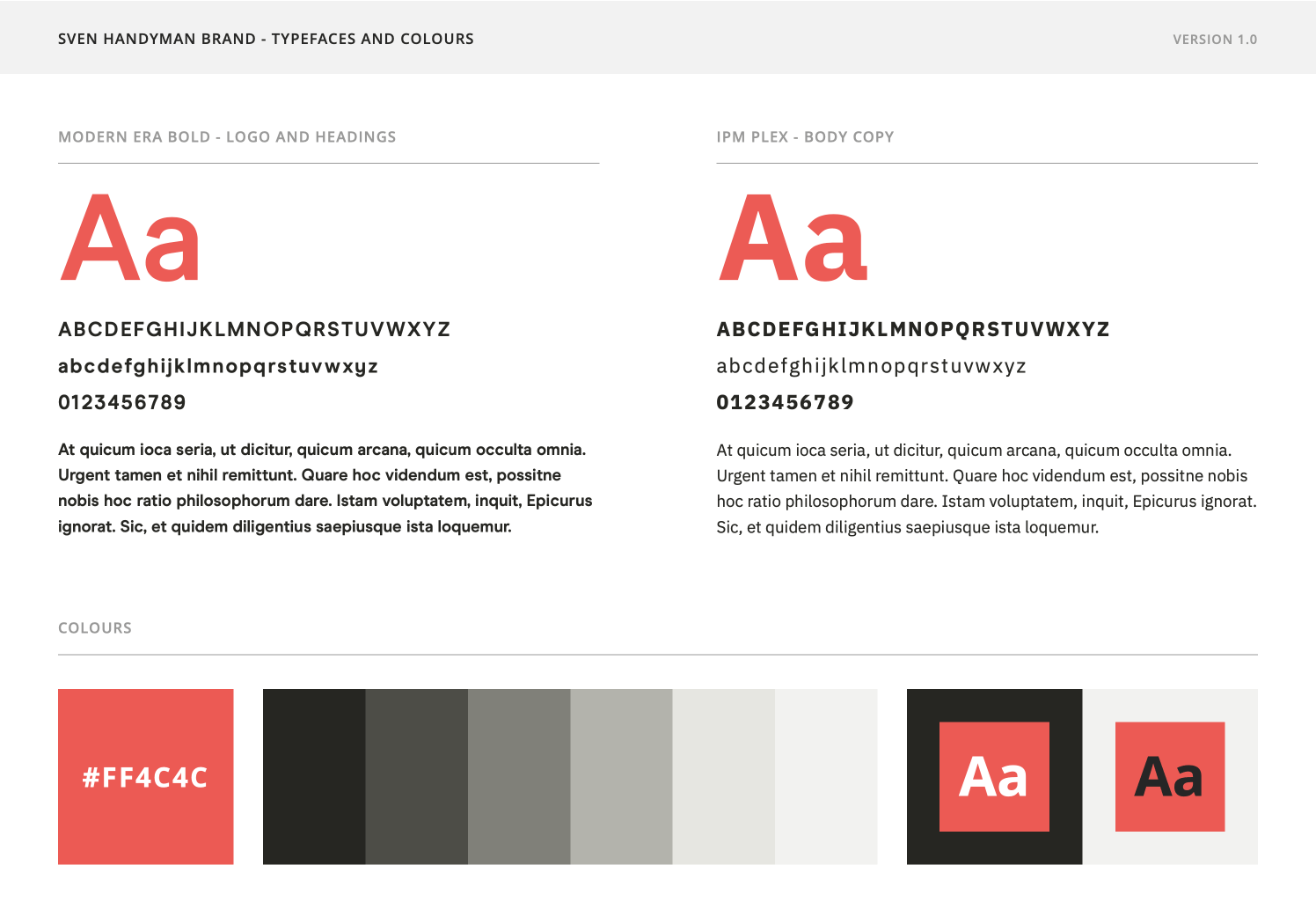 Brand exploration: Typography and colours